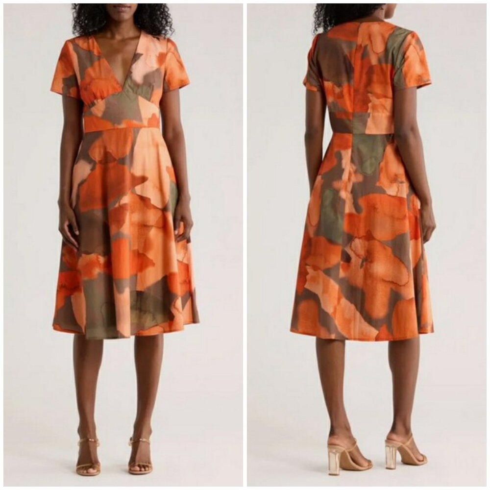 Hutch Rainey Fit & Flare Dress ~ Painter's Canvas Abstract Print 14 Nwt